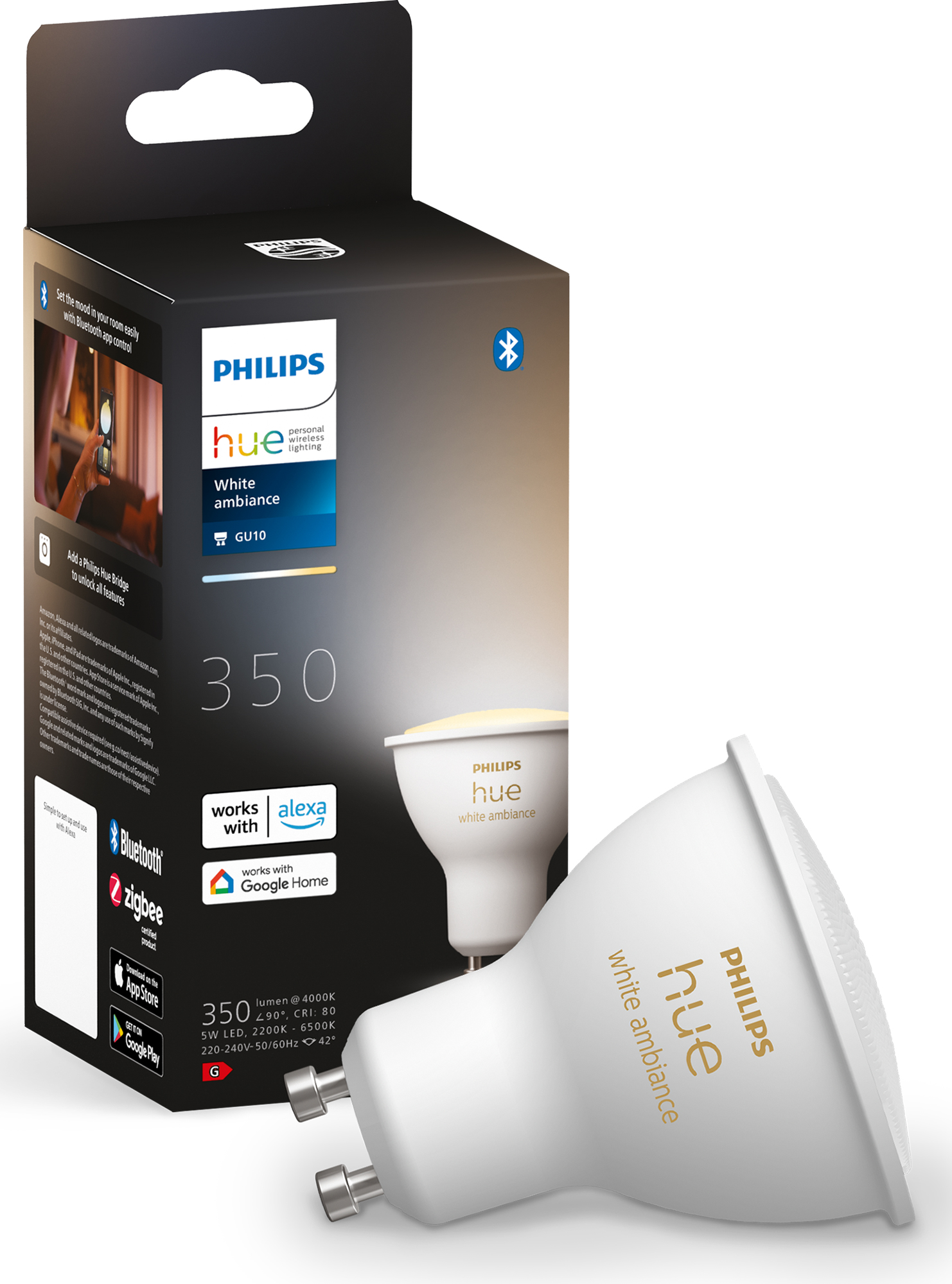 Розумна лампа PHILIPS Hue GU10 5W 2200K-6500K Tunable (929001953309) в Києві