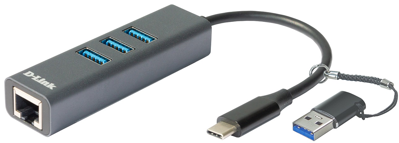 Адаптер LAN D-Link DUB-2332 USB-C з адаптером USB-A в Києві