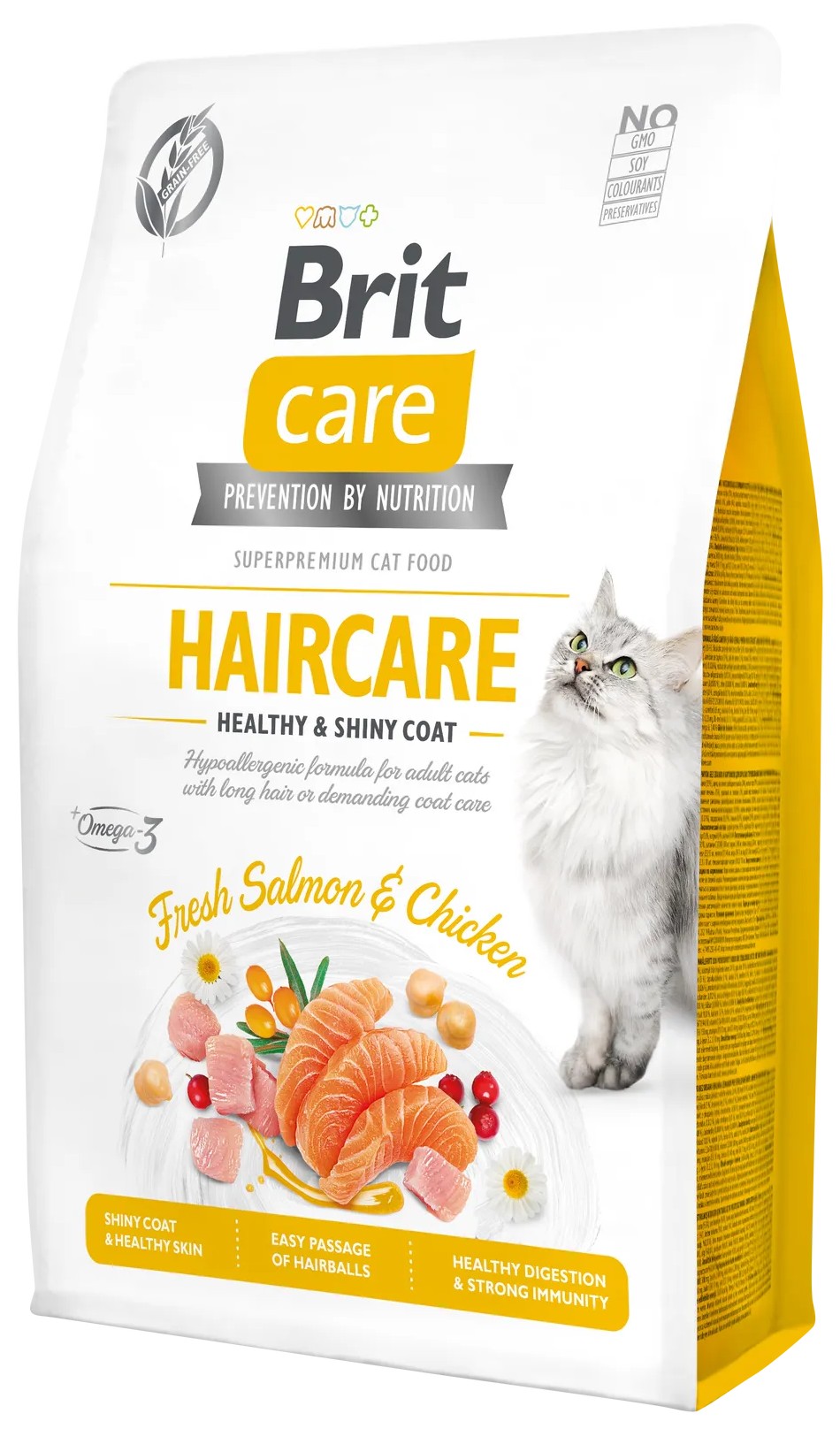 Сухий корм для котів BRIT Care Cat GF Haircare Healthy & Shiny Coat з куркою та лососем 2 кг (171306/0884) в Києві