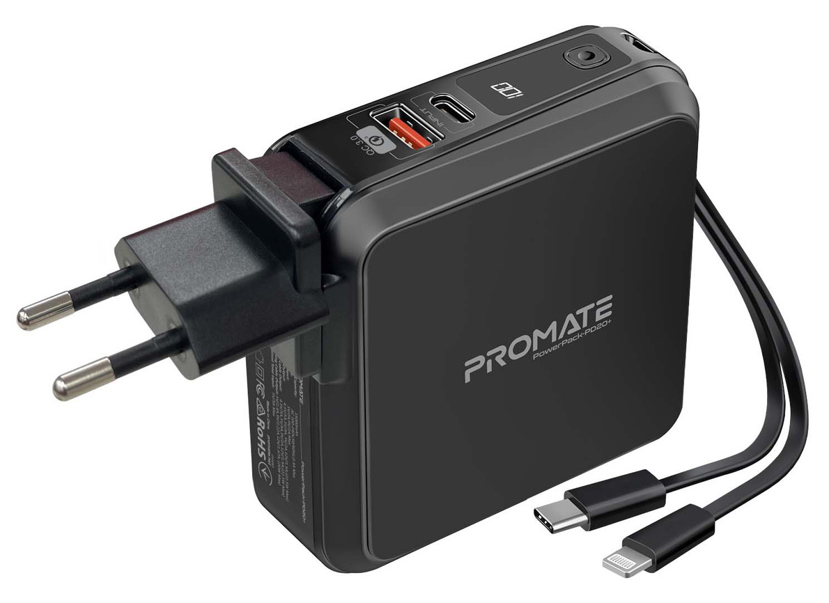 Універсальна мобільна батарея PROMATE PowerPack-PD20 15000mAh 22.5W Black в Києві