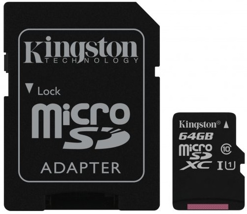 

Карта памяти KINGSTON 64GB microSDXC Cl 10 UHS-I + adapter