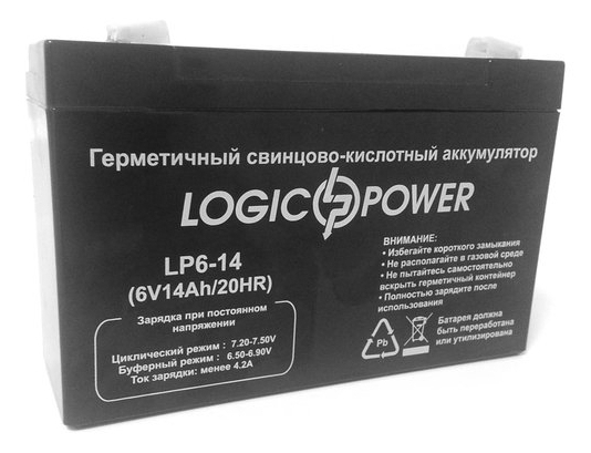 

Батарея к ИБП LogicPower 6В 14 Ач (2573)