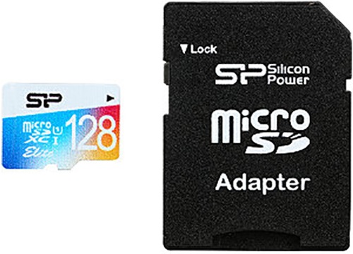 

Карта памяти Silicon Power 128 GB microSDXC UHS-I Elite COLOR + SD adapter SP128GBSTXBU1V20-SP
