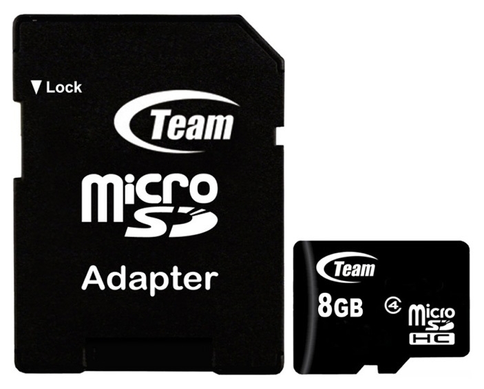 

Карта памяти Team microSDHC 8Gb Class 4 + SD-adapter (TUSDH8GCL403)