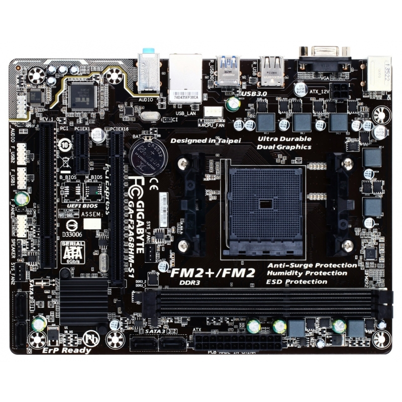 

Материнская плата Gigabyte GA-F2A68HM-S1 (sFM2/FM2 +, AMD A68H) mATX