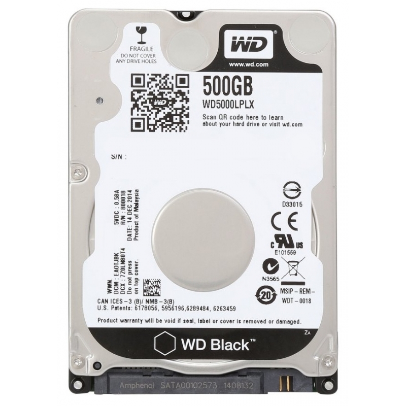 

Жесткий диск 2.5" 500Gb Western Digital Black WD5000LPLX 7200Rpm