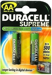 

Аккумуляторы DURACELL АА HR6 2650мАн(2шт)/2450мАн
