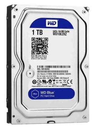 

Жесткий диск 1Tb WD Blue WD10EZRZ, 5400Rpm, 64Mb, SATA III