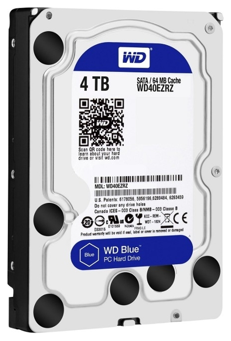

Жесткий диск 4Tb WD Blue 5400Rpm, 64Mb (WD40EZRZ) SATA III