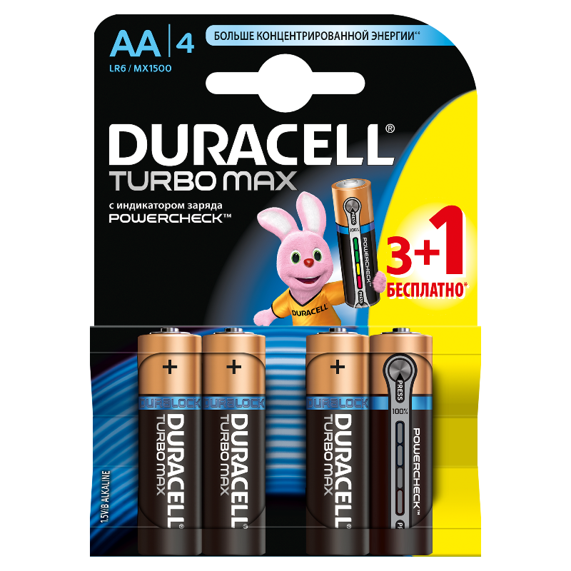 

Батарейка DURACELL AA MN1500 TURBO (3+1 шт)