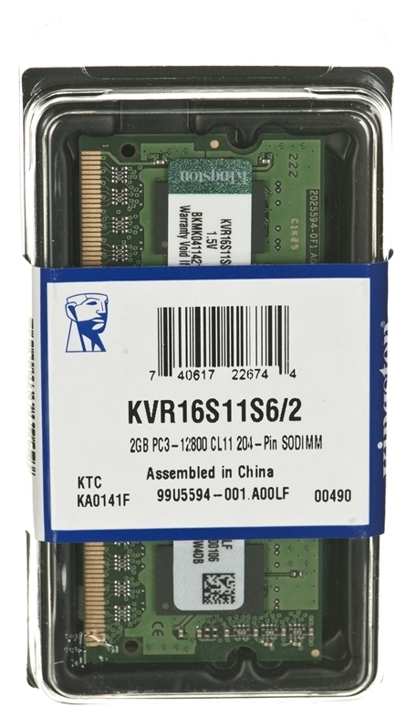 

Память So-Dimm Kingston 1x2Gb DDR3 1600MHz (KVR16S11S6/2)