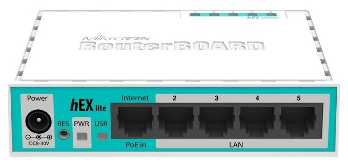 

Маршрутизатор MIKROTIK RouterBOARD RB750r2 hEX lite (850MHz/64Mb, 5х100Мбит, PoE in)