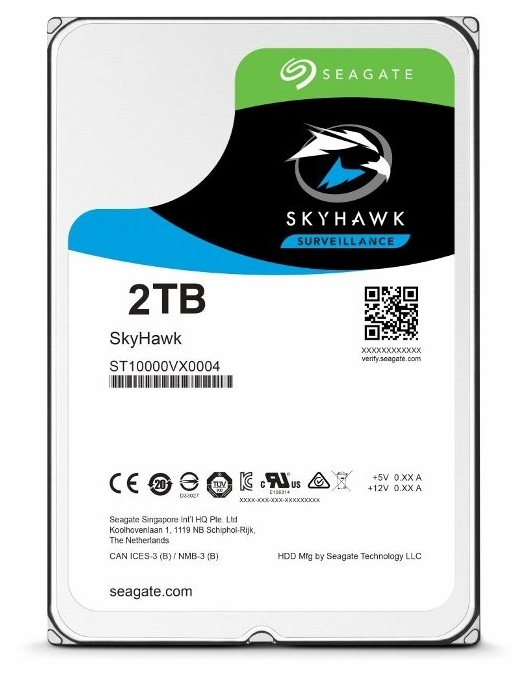 

Жесткий диск 3.5" 2ТВ Seagate SkyHawk 5900RPM 64MB SATA III (ST2000VX008)