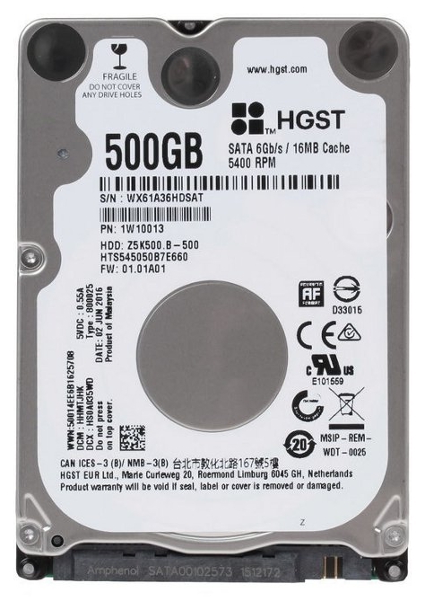 

Жесткий диск 2.5" 500GB Hitachi Travelstar Z5K500.B 1W10013 5400RPM SATA III