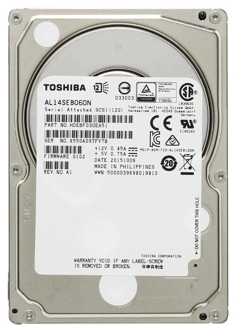 

Жесткий диск 2.5" 600GB Toshiba AL14SEB060N 10500RPM SAS