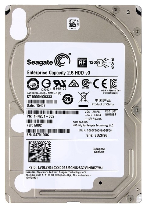 

Жесткий диск 2.5" 1TB SEAGATE ST1000NX0333 7200RPM SAS