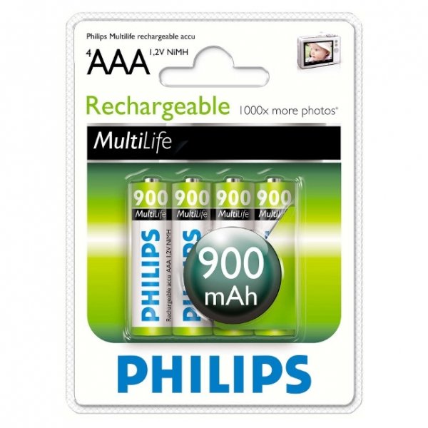 

Аккумуляторы Philips MultiLife R03 AAA 900mAh (4шт)