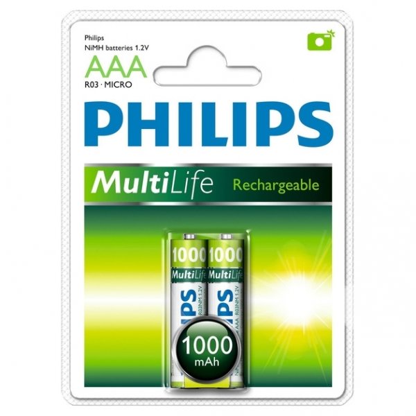 

Аккумуляторы Philips MultiLife R03 AAA 1000mAh (2 шт)