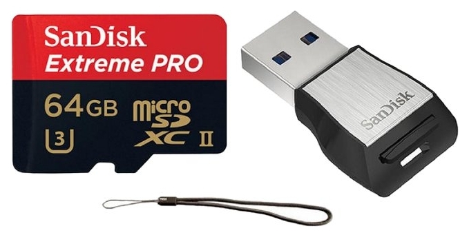 

Карта памяти SanDisk 64GB microSDXC C10 UHS-II U3 R275/W100MB/s 4K Extreme Pro + USB 3.0 reader (SDS