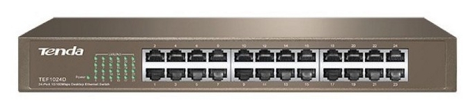 

Коммутатор TENDA TEF1024D 24port 10/100, неуправляемый, мет корпус