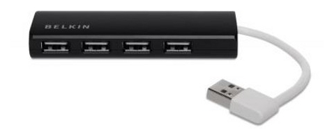 

Концентратор USB 2.0 BELKIN Ultra-Slim Travel, 4 порта, пассивный без БП, Black (F4U042bt)