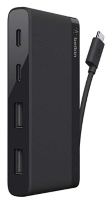 

Концентратор USB 3.0 BELKIN Travel Hub, 2 порта USB-C + 2 порта USB 3.0, пассивный без БП, Black (F4