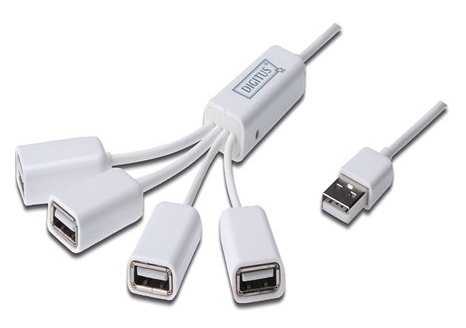 

Концентратор USB 2.0 DIGITUS 4 порта, "Паук" пассивный, White (DA-70216)