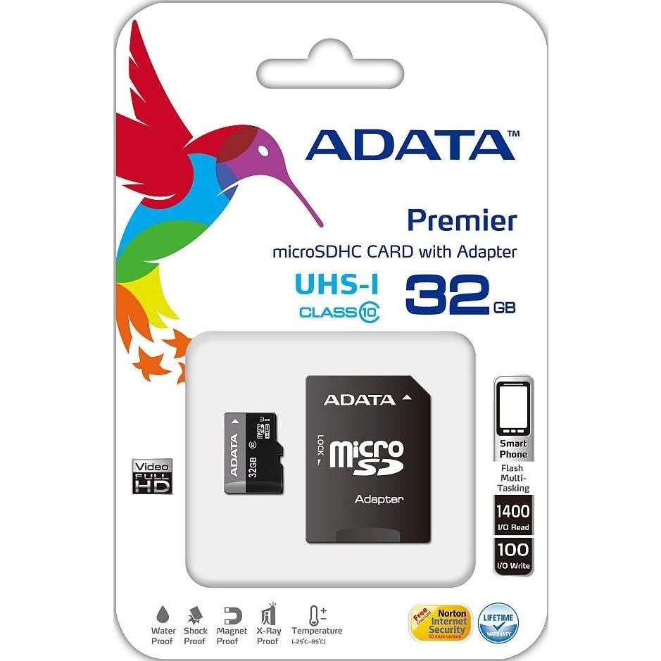 

Карта памяти A-Data microSDHC 32GB UHS-I + SD-adap