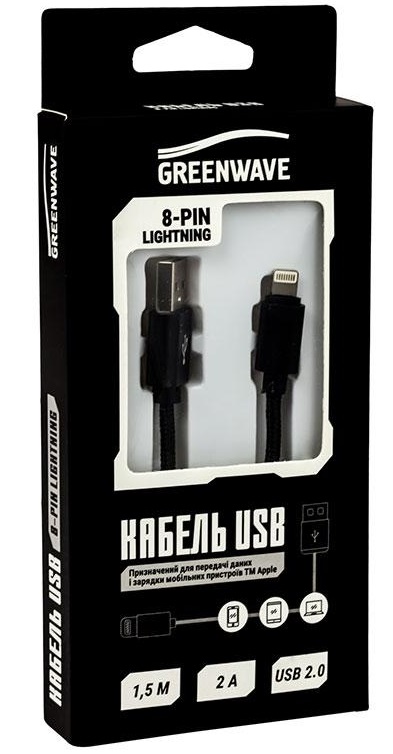 Кабель Greenwave USB-Lightning DC-IP-152NR Black · 3
