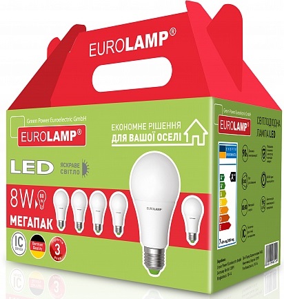 

Промо-набор EUROLAMP LED Лампа ЕКО A60 8W E27 4000К