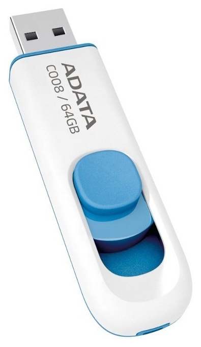 

Флешдрайв A-DATA 64GB Classic C008 White/Blue (AC008-64G-RWE)
