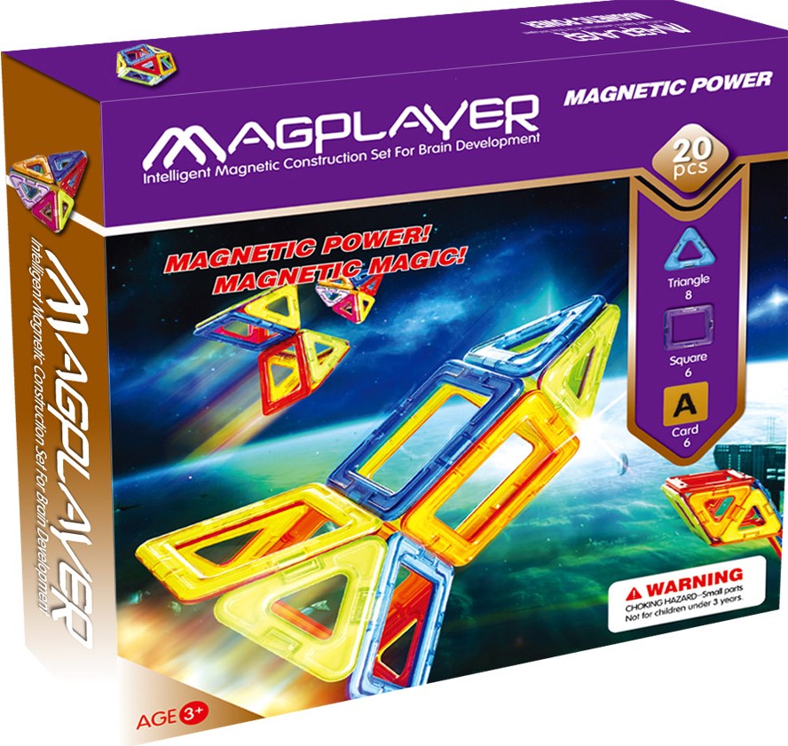 

Конструктор Magplayer магнитный набор 20 эл. MPA-20