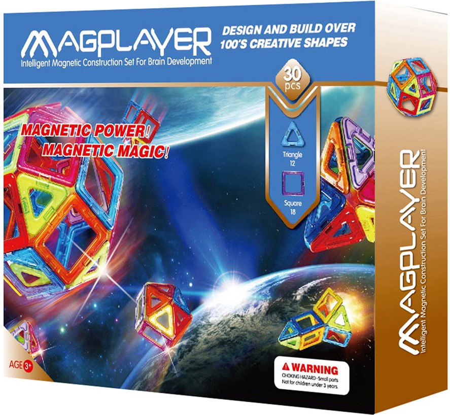

Конструктор Magplayer магнитный набор 30 эл. MPB-30