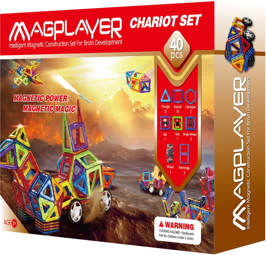 

Конструктор Magplayer магнитный набор 40 эл. MPB-40