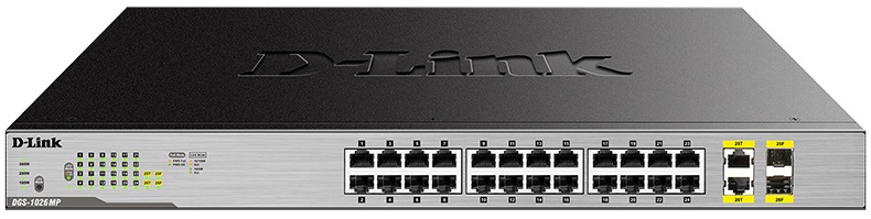 

Коммутатор D-Link DGS-1026MP 24x1GE c PoE, 2x1GE/S