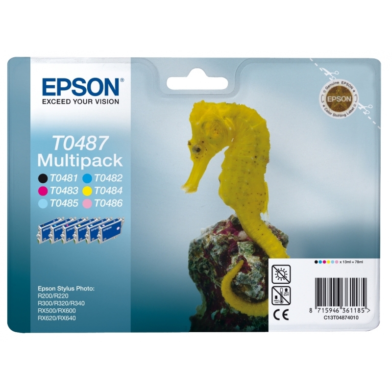 

Набор картриджей Epson StPhoto R200/220/300/320/340, RX500/600/620/640 Bundle (Bk, C, M, Y, Lc, Lm)