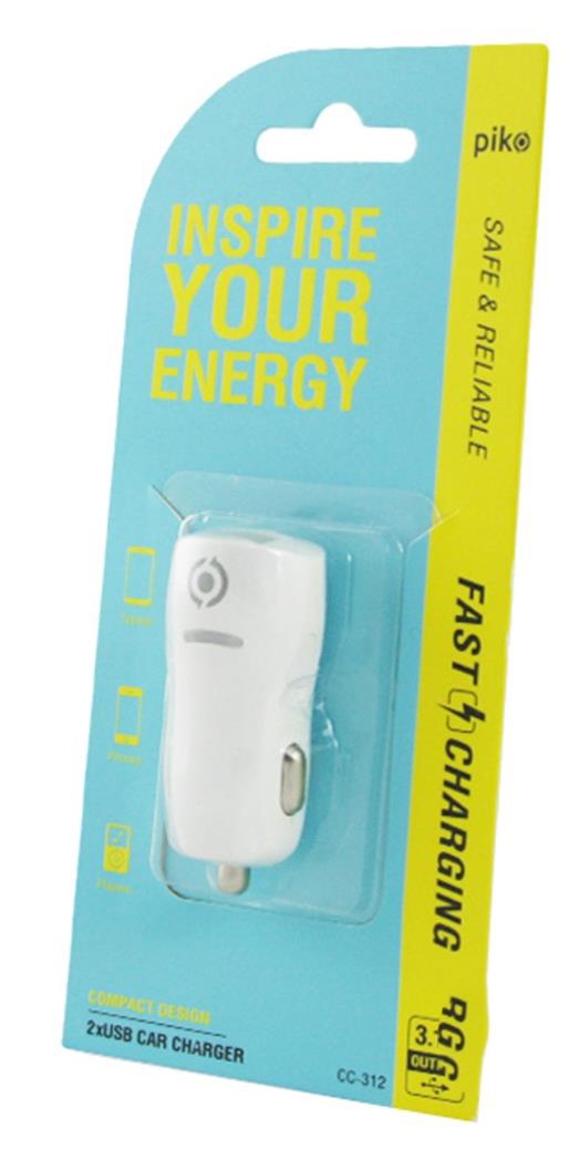Авто зарядний пристрій Piko TC-312 (2USB3,1A) White · 2
