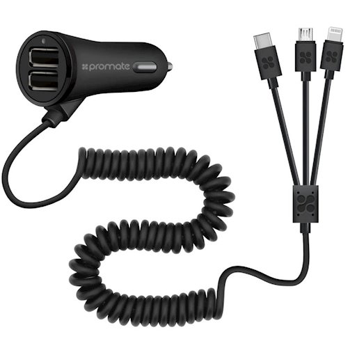 

Авто з/п Promate Charger-Trio Black