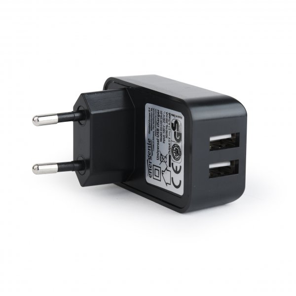 

Мережевий зарядний пристрій EnerGenie 2xUSB 2.1A Black (EG-U2C2A-02)