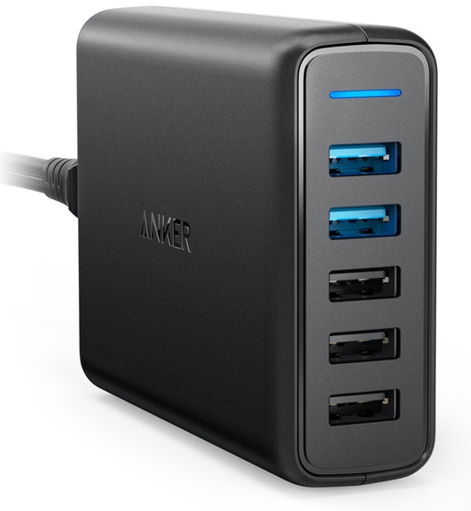 

Сетевое зарядное устройство ANKER PowerPort 5 Power IQ Dual QC 3.0 Black (A2054L11)
