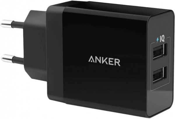 

Сетевое зарядное устройство ANKER PowerPort 2 24W Black (A2021L11)