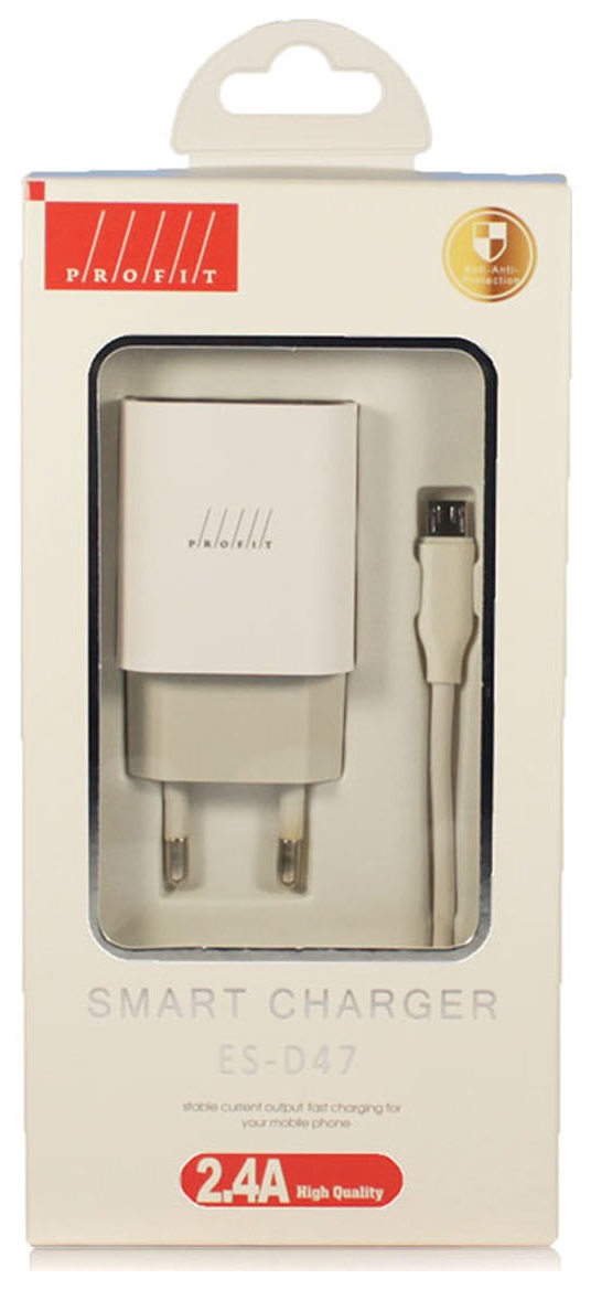 Зарядний пристрій Profit White&Grey 2USB 2,4A Micro USB (ES-D47) · 2