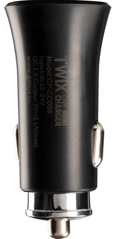 Автомобільний зарядний пристрій Gelius Twix GP-CC006 3.1A Чорний · 6