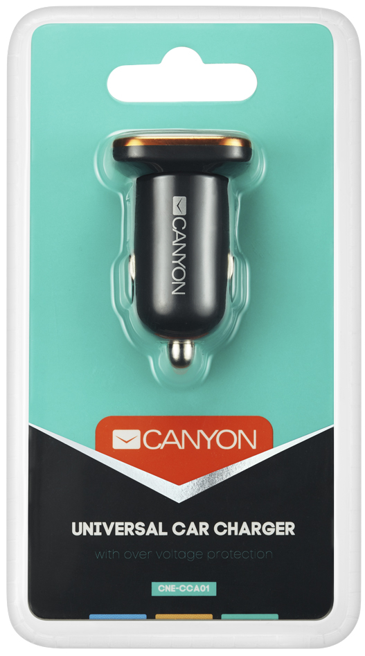 Автомобільний зарядний пристрій CANYON C-01 1USB 1A Black/Orange (CNE-CCA01B) · 4
