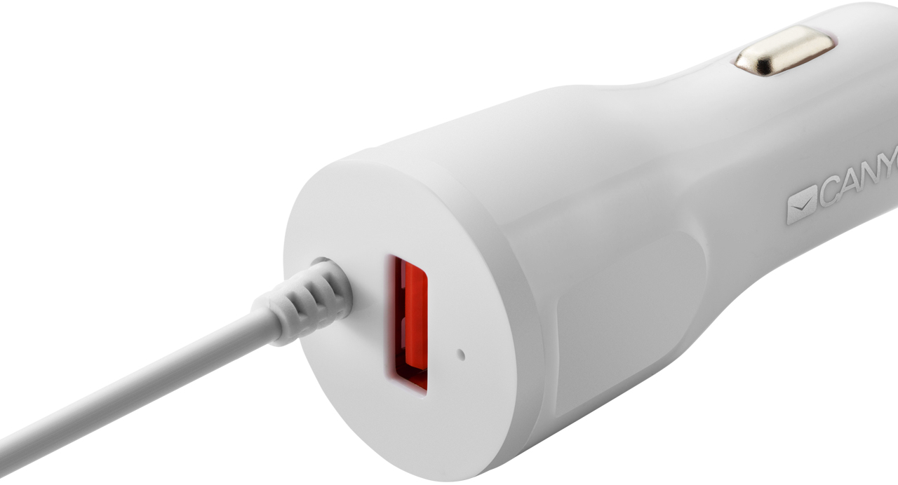 Автомобільний зарядний пристрій CANYON C-03 Lightning 2.4A C-033 White (CNE-CCA033W) · 3