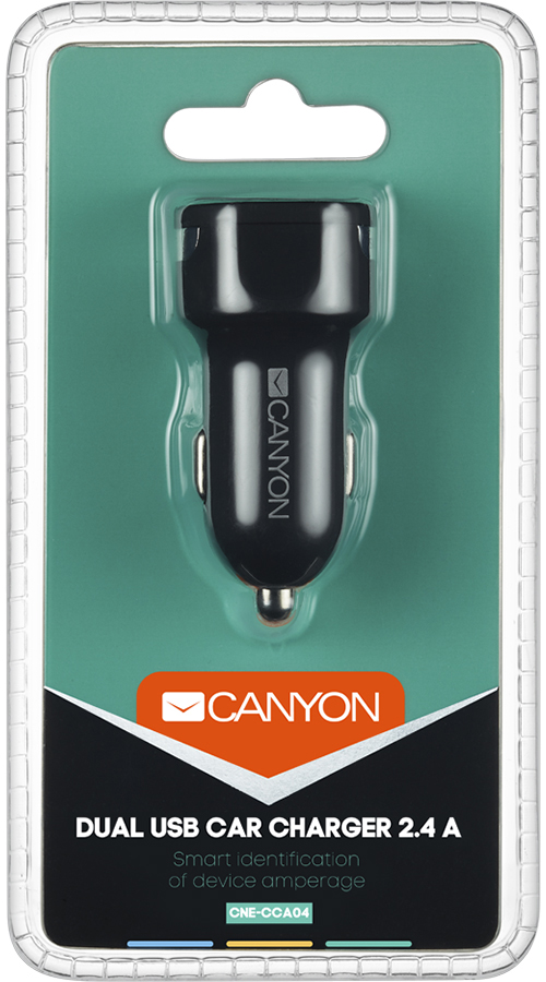 Автомобільний зарядний пристрій CANYON C-04 2USB 2.4A Black (CNE-CCA04B) · 4