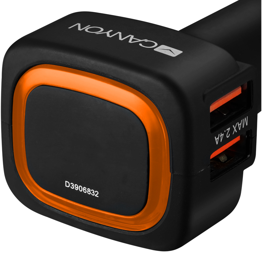 Автомобільний зарядний пристрій CANYON C-05 4xUSB 4.8A Black/Orange (CNE-CCA05B) · 3