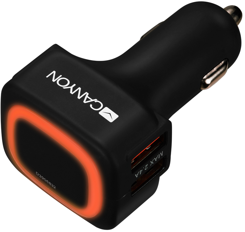 Автомобільний зарядний пристрій CANYON C-05 4xUSB 4.8A Black/Orange (CNE-CCA05B) · 2