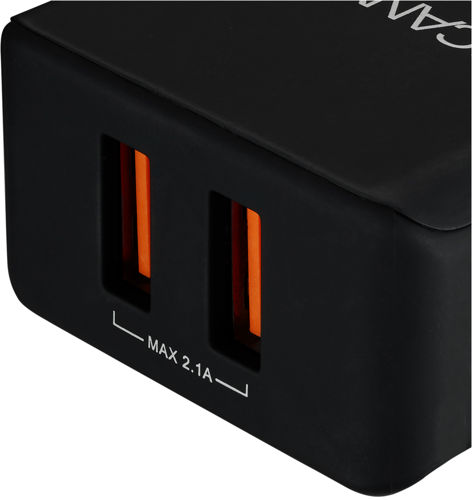 Мережевий зарядний пристрій CANYON H-02 2хUSB Smart IC Black (CNE-CHA03B) · 2