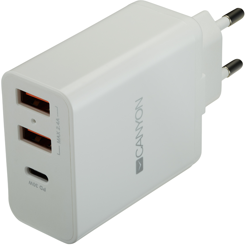 Сетевое зарядное устройство CANYON H-08 2xUSB PD 2.4A White (CNE-CHA08W) в Киеве